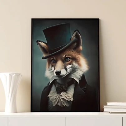 1 Tranh canvas, Nghệ thuật cổ điển, Chân dung hoài cổ, Tranh vẽ cáo thời Victoria, Trang trí tường chủ đề Rừng tối, Món quà lý tưởng cho phòng ngủ, phòng khách hoặc hành lang, Tranh treo tường, Trang trí tường, Trang trí mùa đông, Điểm nhấn phòng, Tranh nghệ thuật treo tường, Poster, Tranh canvas có khung (Khung tùy chọn)