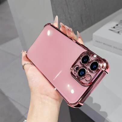 1pc Luxury Electroplated Transparent Phone Case, Compatible With IPhone 17/6/7/8/X/XS/XR/11/12/13/14/15/16/16e Pro Max Plus, Galaxy S22/23/24/25/S24 FE/S25 EDGE, A07/A17/A04/05/06/A14/A15/A16/A24/A25/A34, Note 9/10/11/12/13, 9/10/12/13C 14C, MOTO, Honor X, HW, RENO C53 C55 C61 C63 C67, Shockproof Transparent PC+TPU Dual Material Phone Protective Case