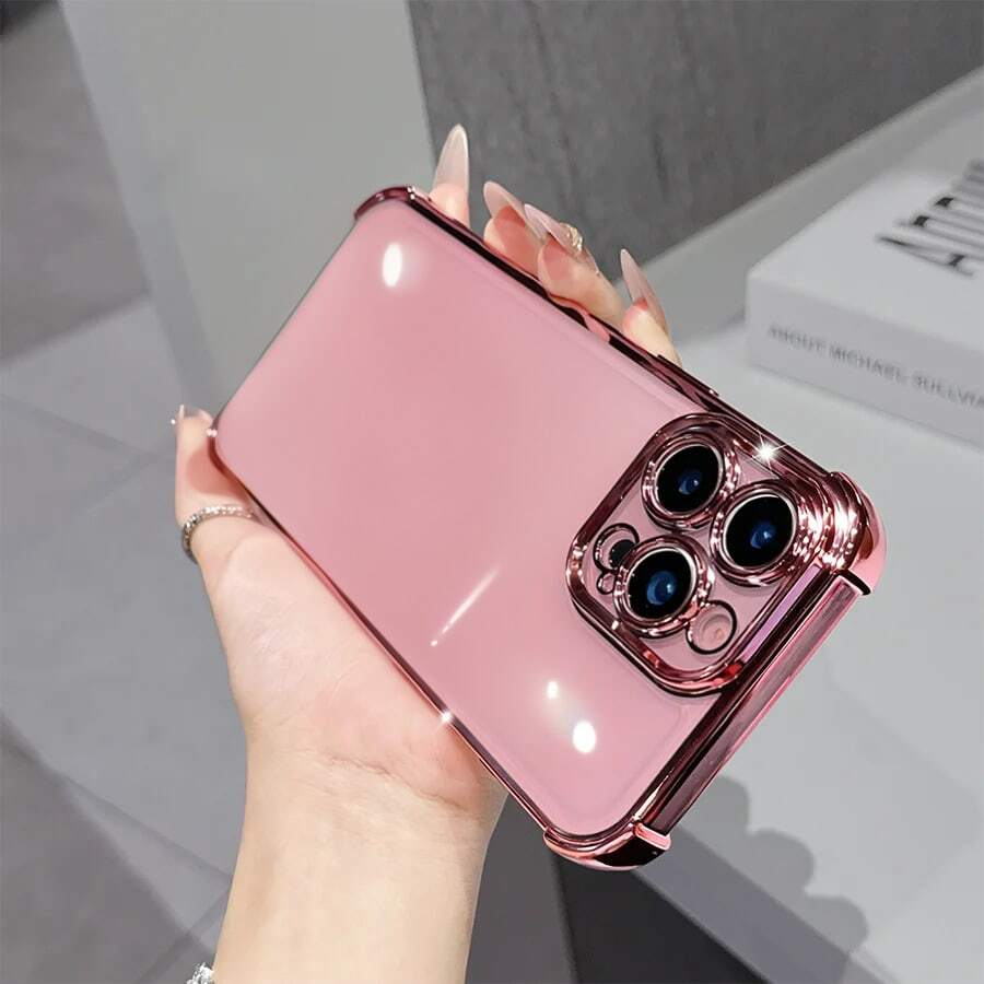 1个奢华电镀透明手机壳，兼容 17/6/7/8/X/XS/XR/11/12/13/14/15/16/16e Pro Max Plus、Galaxy S22/23/24/25/S24 FE/S25 EDGE、A07/A17/A04/05/06/A14/A15/A16/A24/A25/A34、Note 9/10/11/12/13、9/10/12/13C 14C、MOTO、荣耀X、HW、RENO C53 C55 C61 C63 C67，防震透明PC+TPU双材质手机保护壳，国际版，非国内版