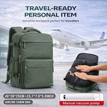 真空壓縮背包 - 這款旅行壓縮背包適用於筆記型電腦、工作、週末旅行和日常使用。防水、大容量、男女通用、男士旅行背包，功能齊全、節省空間，配有可調式防滑3D泡棉肩帶，輕巧耐用，採用尼龍材質，可折疊且不易褪色。是學生和休閒旅行的理想之選。 - 軍綠色 - 查看 1