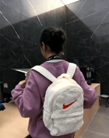 Nike Logo Backpack With Zip Closure, Made Of Polyester (Polyester Fiber), Regular Fit, Unisex And Couple Style. - Coconut Milk and  Orange - View 7