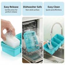 Silicone Freezer Trays With Lid, Food Storage Containers With Lids, Large Ice Cube Tray For Soup, Sauce & Leftovers, 1 Cup Meal Prep Containers With Easy Release, Freezer Storage, Oven & Dishwasher Friendly, 2-Pack - 藕粉色 - 查看 8
