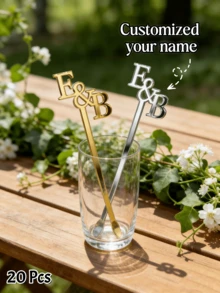20Pcs Personalized Acrylic Drink Stirrers – Custom Initials Cocktail Beverage Mixers In (10.16cm / 15.24cm / 17.78cm), Reusable Bar Mixing Sticks, Wedding Reception, Bridal Shower, Anniversary & Party Drinkware Accessories - Multicolor - View 2