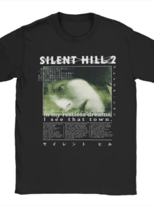 Silent Hill Japan T Shirt Men's 100% Cotton Casual T-Shirt O Neck Tees Short Sleeve Tops Printing - 黑色27 - 查看 1