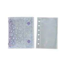 Carpeta de anillas transparente portátil tamaño A7, libro de pegatinas transparente, fundas para almacenamiento de fotos, álbum de fotos, planificador de presupuesto, diario, cuaderno, suministros de oficina - Tarjetero decorativo - Ver 16