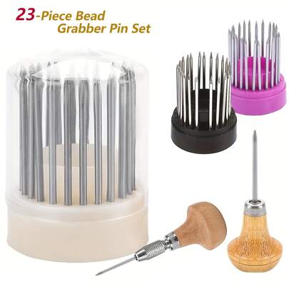 23pcs Beading Needles Tool Set - Micro-Pave Setting Needles - Diamond & Gemstone Jewelry Making Tools, Comfortable Handles - Suitable For Jewelry DIY Hobbyists