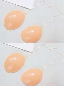 2/1对硅胶胸罩，带肩带，挂脖式隐形胸罩，无肩带硅胶胸罩，婚纱胸罩，乳贴，透气防水胸罩，女士硅胶聚拢胸罩罩杯，流行款式 - 杏色 - 查看 13