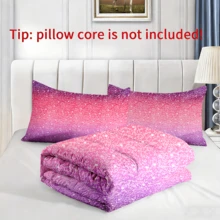 2/3pcs Pink Blue Purple Ombre Glitter Print Bed Comforter Sets, Twin Full Queen King Sizes, 1 Comforter + 1/2 Pillowcases, Soft Skin-Friendly Breathable All Season, Durable Machine Washable, Perfect Family Gift - 淡紫色 - 查看 7