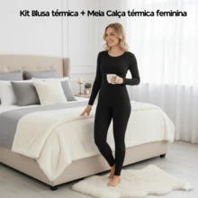 Women's Warm Thermal Blouse And Thermal Tights Set For Cold Weather - màu đen - Xem 5