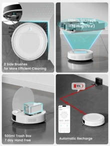 LEFANT M310 Super Robot Vacuum Cleaner, 6000Pa Super Suction, 3.1" Ultra-Thin Body, 170 Mins Runtime, 3D Navigation, APP Control, Easy Cleaning Of Pet Hair And Carpets - EU C Type Plug(220-240V) - View 4