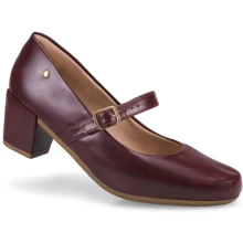 Loris Shoes Oficial Women's Retro Shoe, Mary Jane Style, Low Block Heel, Comfortable Patent Leather, 6484 - Redwood - View 1