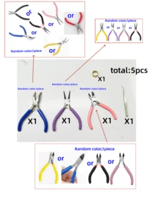 1-6pcs Jewelry Pliers Set, Includes Round Nose Pliers, Nylon Jaw Pliers, Wire Cutters, 6 In 1 Pliers, Wire Wrapping Pliers, And Bead Crimping Pliers For DIY Jewelry Making And Repairing. - Multicolor - View 9
