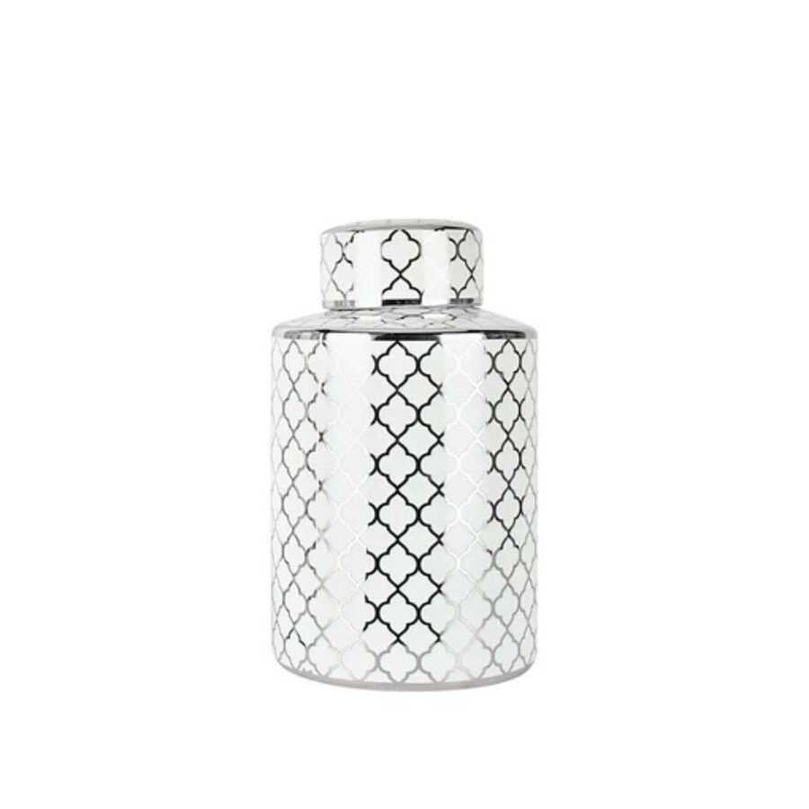 Silver Baroque Style Decorative Jar Elegant Home Decor Approx 32cm - 1PC - View 1