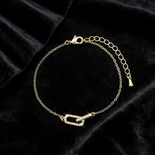 1 件铜合金镶嵌锆石吊坠项链，优雅金项链/戒指，可爱简约回形针项链，适合送给女孩的礼物 - 迴型針 - 查看 16