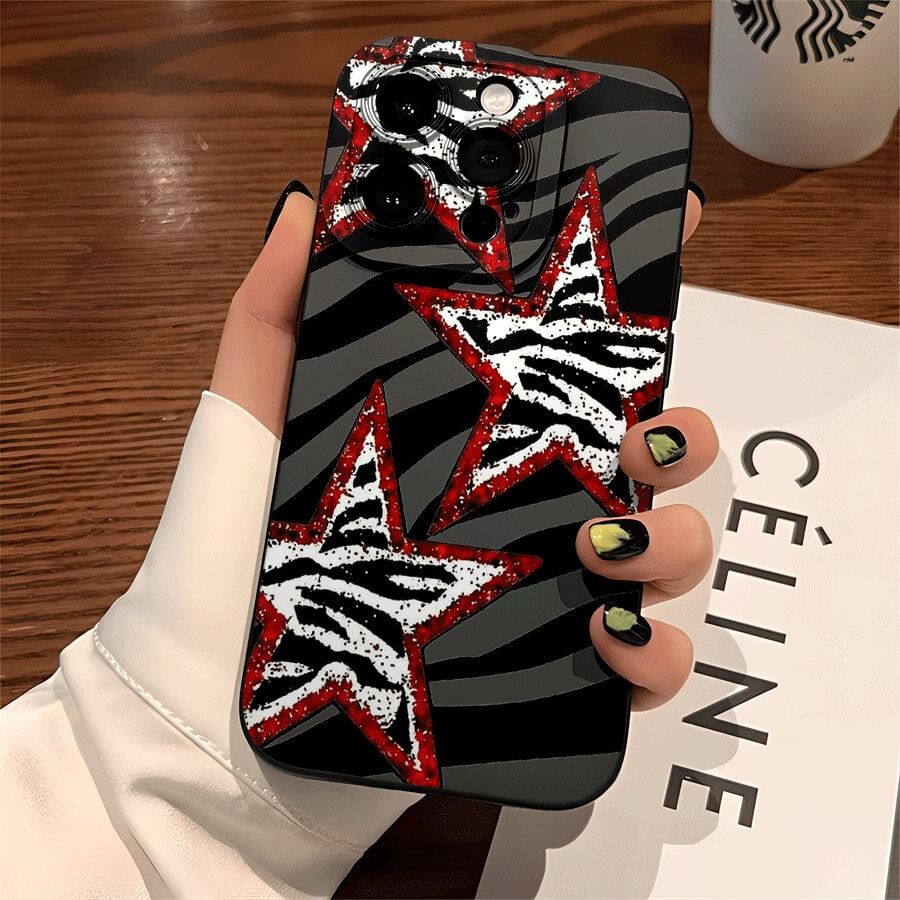 Estallido de Estrellas SilvestresEsta funda mate es compatible con iPhone 17, 16, Pro Max, 16, 15, Pro, 14 Plus, 13, 12, Pro, 11, Pro Max, X, XS Max y algunos modelos de  y Oppo. Es un regalo perfecto para Navidad para amigos y familiares. - Negro - Ver 1