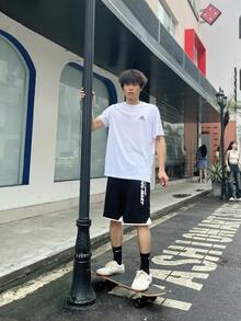 Adidas ESSENTIALS Logo Print Retro Casual Comfortable Minimalist Daily Round Neck Short Sleeve T-Shirt, White - White - View 9