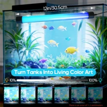 1pc RGB LED Fish Tank Light, USB Light With Timer, 4-Point Control, Adjustable Color, 4 Lighting Modes Including Flashing Mode, Diving LED Ambient Light, Suitable For Medium/Large Aquariums, Fish Tank Light, 2 Suction Cup Installations, Suitable For Home And Office Pet Desktop Wall Ambient Lighting, USB Port - Multicolor - View 4