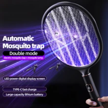 1pc Electric Mosquito Swatter, Rechargeable Household Mosquito Killer, Mosquito Trap & Repellent, Anti-Accidental Touch, LED Smart Display To Monitor Power Status, Comes With Stand For Indoor/Outdoor Use - Home, Bedroom, Kitchen, Office, Patio - Multicolor - View 3