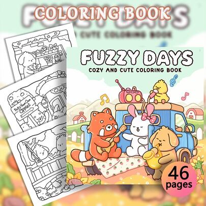 46页，220克，《温馨时刻》可爱卡通动物涂色书，适合女孩和青少年，有助于缓解压力、放松身心，是婚礼季和母亲节的完美礼物。