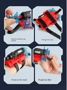 1个/2个蜘蛛网发射器，适合小小英雄，可穿戴腕式发射器，带吸盘，软弹蜘蛛网发射器，蜘蛛射手，蜘蛛网弹射器，黑色科技手套玩具 - 彩色 - 查看 10