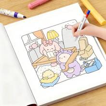 40-200g Livro de Colorir Fofo de Montagem de Móveis DIY, Livro de Colorir de Papel Macio, Estilo de Cura Quente, Padrões Fofos de Montagem de Móveis para Animais de Estimação, Esquema de Cores Marrom-Amarelo, Inclui Detalhes da Chave de Fenda, Colorir para Alívio do Estresse, Adequado para Artigos de Papelaria, Suprimentos Escolares, Presente Perfeito para Meninas, Temporada de Casamento, Dia das Mães - Faça você mesmo uma casa aconchegante - Visão 3