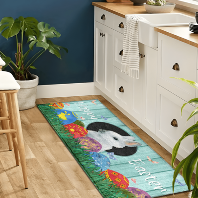 1pc Rabbit Pattern Printed Doormat, Easter Decor, Can Be Easter Gift, Plush-Like Material, Absorbent And Easy To Clean, Suitable For Home Decor, Farmhouse, Entryway, Indoor, Room, Kitchen, Dining Room, Small Office/Home Office, Sink, Laundry Room, Doormat, Kitchen Mat, Anti-Slip Mat