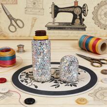 Rhinestone Sewing Needle Storage Box, Mini Portable Sewing Kit, Traveling Needle Case, Rhinestone Decor Needle Box, Household Sewing Tool Storage, Great Gift, Rotating Lid Design, Leakproof, Travel, Home Supplies, Storage Box - Diamond - View 2