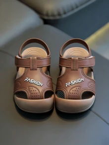 可爱水钻蝴蝶结露趾女童凉鞋，透气沙滩度假鞋 - 咖啡棕 - 查看 4