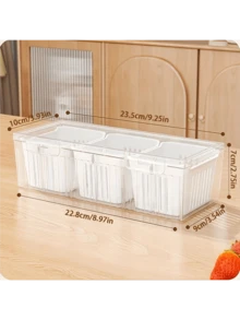 1 Set Food Storage Containers With Lids - 3 Reusable Square Transparent Colanders, Suitable For Refrigerator Salad Fruit Vegetable, Removable Divider - Multicolor - View 3