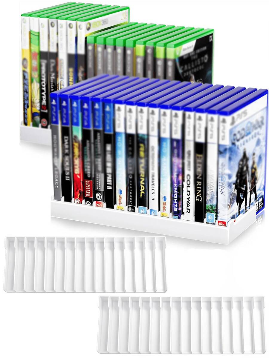 16-Disc Game Disc Storage Rack, 1/2/3 Sets Stackable Game Disc Organizer Rack, High-Strength ABS Material Vertical Display Stand, Suitable For Pentium 4/P5/X Series And Switch Consoles, Space-Saving Desktop Game Rack, Collection And Gaming Room Decor