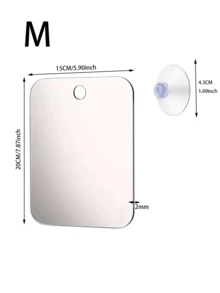 6英寸x4英寸紧凑型防雾亚克力淋浴镜，带吸盘 - 便携易清洁，适合旅行和健身，非常适合男士剃须和女士化妆，可壁挂或手持使用，便携式美容工具 | 光滑亚克力镜面 | 亚克力浴室配件 - 銀色 - 查看 10