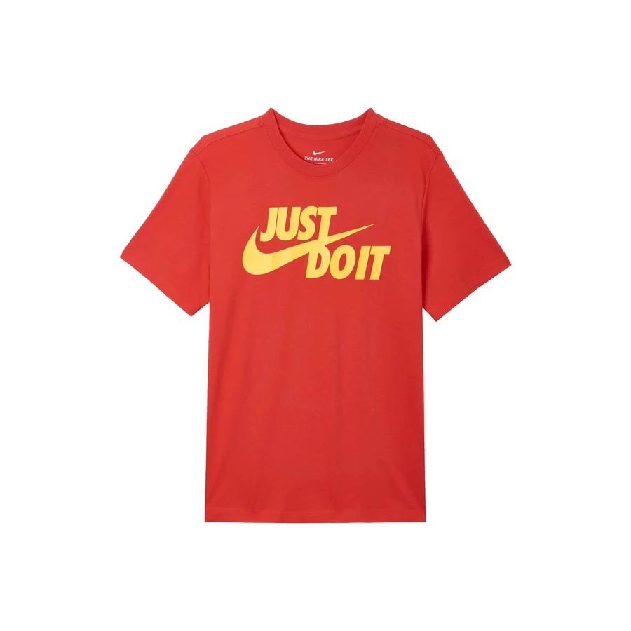 Nike Sportswear Just Do It Retro American Style Letter Breathable Print Crew Neck Short Sleeve T-Shirt, Red - 紅色 - 查看 1