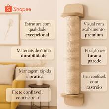 Arranhador Vertical para Gatos Sisal Natural Protege Sofás e Afia Garras - Tamanho Único - Visão 4