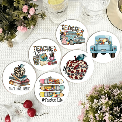 American Handpainted Style Teacher Theme Coaster, Adopting Vibrant And Lively American Handpainted Style, With Teaching Elements And Retro Elements As The Core, Bright And Warm Colors, High Visual Recognizability. The Copy Revolves Around "Teacher's Daily Life, Professional Value, Educational Passion", Accurately Conveying Gratitude And Recognition For Teachers, Strong Emotional Resonance