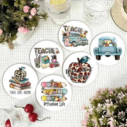 American Handpainted Style Teacher Theme Coaster, Adopting Vibrant And Lively American Handpainted Style, With Teaching Elements And Retro Elements As The Core, Bright And Warm Colors, High Visual Recognizability. The Copy Revolves Around "Teacher's Daily Life, Professional Value, Educational Passion", Accurately Conveying Gratitude And Recognition For Teachers, Strong Emotional Resonance