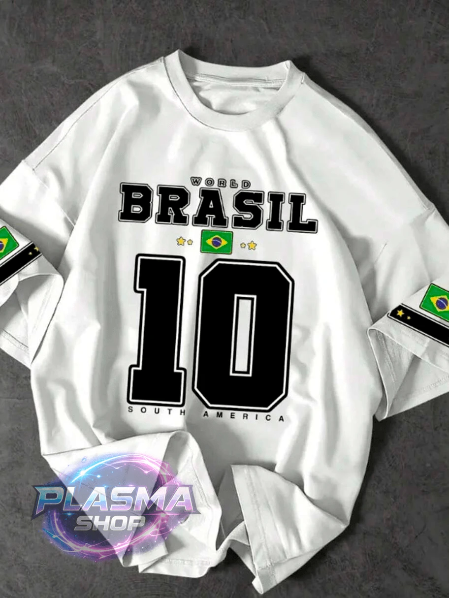 Comfortable Basic T-Shirt For Everyday Wear Brazil South America Art Streetwear Urban Culture Street Fashion Street Graffiti Tagging Skater Skateboard Shirt Blouse Unisex Men's Women's 100% Cotton Top Premium Streetwear New Release Immediate Shipping Various Colors!! Plus Size - 白色 - 查看 1