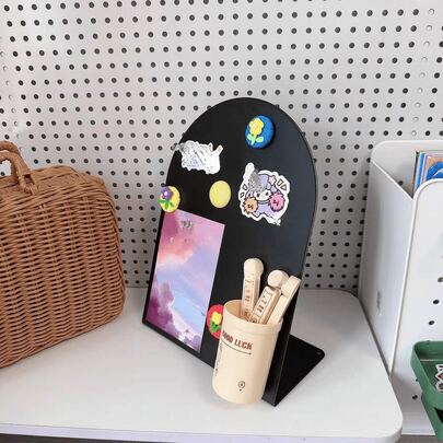 Desktop Metal Memo Board, Black Mini Erasable Chalkboard, Creative Arched Self-Standing Memo Board For Photo Display, Schedule, Promotion And Menu, Reusable