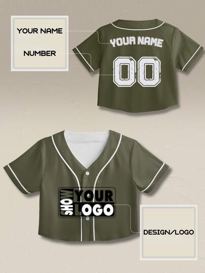 Sporty Meets Stylish: Customizable Women's Baseball Style Cropped Top - Easily Add Your Name And Team Logo. Suitable For Matches, Casual Wear, And Gatherings