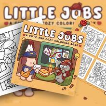 40-190g Livro de Colorir Fofo de Cachorro Entregador, Livro de Papel de Fácil Preenchimento, Estilo Adorável de Cura, Elementos de Cachorro Entregador, Esquema de Cores Azul e Amarelo, Detalhe de Chapéu de Osso, Desenho Relaxante, Adequado para Papelaria, Suprimentos Escolares, Ótimo Presente para Meninas, Dia dos Namorados, Ano Novo - Pequenos trabalhos - Visão 2