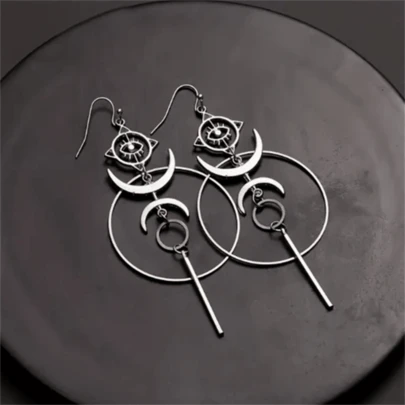 复古新月形恶魔之眼耳环，夸张朋克风耳环，时尚女士礼物