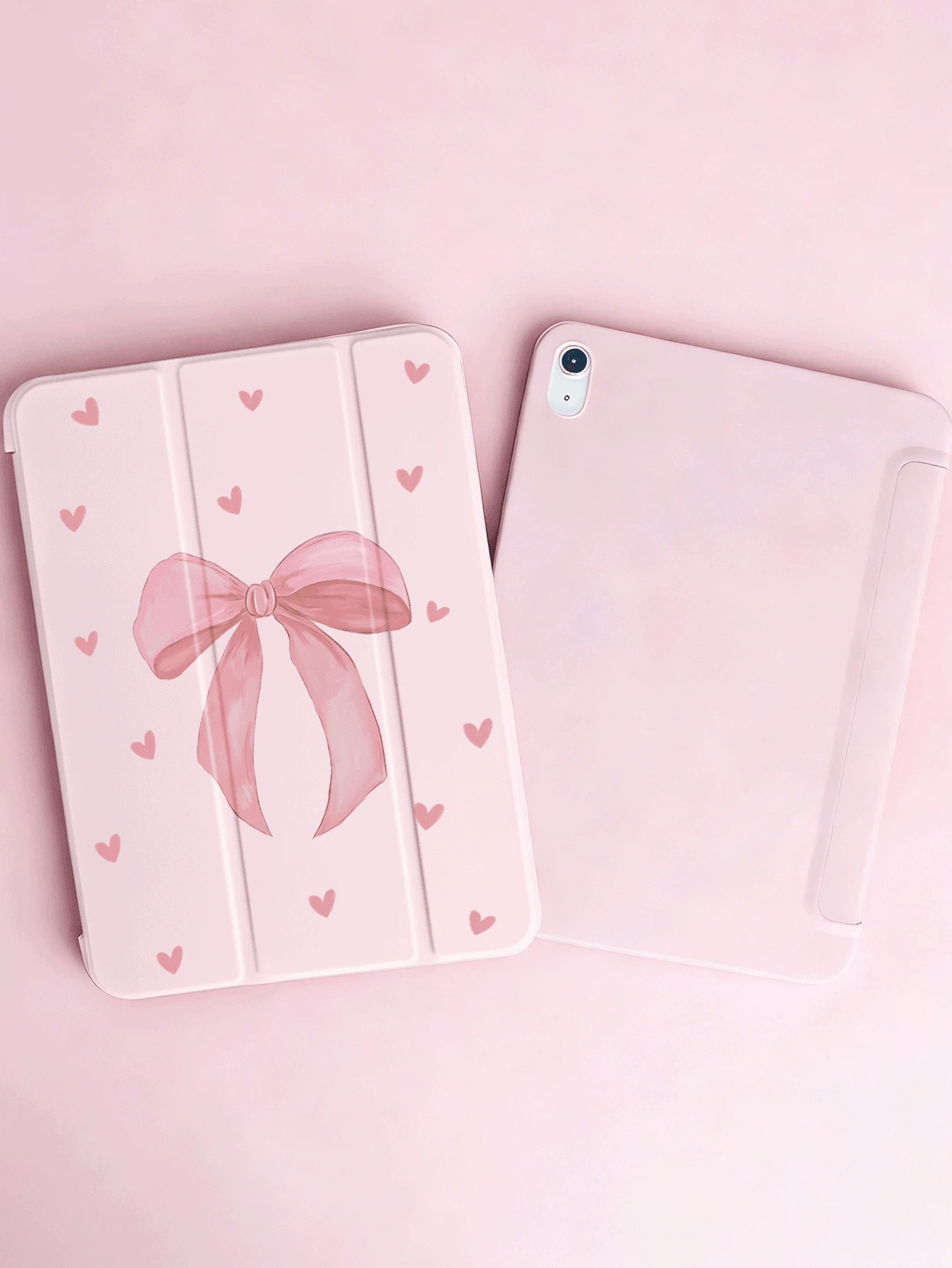 Bow Heart Pattern Protective Case, Suitable For 10.2 Inch, Pro 11 Inch (2021/2020/10th Gen), Mini 4/5/6, Galaxy Tab A8 10.5 Inch (2022), With Pencil Slot, Anti-Drop, Tablet Stand Protective Case (Pink) - Pink - View 1