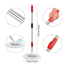 Mop And Bucket Set, 360° Spin Mop And Bucket With Wringer Set And 6 Microfiber Mop Refills, Stainless Steel 61" Extended Handle Spinning Mop Bucket System For Floor Cleaning (2 Sets) - A - 查看 6