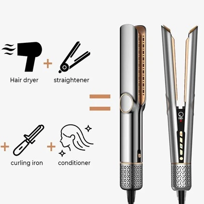 UKLISS 二合一多功能造型工具（负离子200M）| 高速气流+快速加热 | 3档温度设置+冷热模式 | LCD显示屏+自动断电（过热保护）| 适用于所有发质 | 干发/直发/自然卷发/紧致波浪/蓬松造型/刘海造型 | 不毛躁，不静电 | 情人节、母亲节等节日的理想礼物