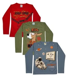 Set Of 3 Basic Long-Sleeved T-Shirts For Boys, Sizes 1 To 8 - Multifärgad - Visa 3