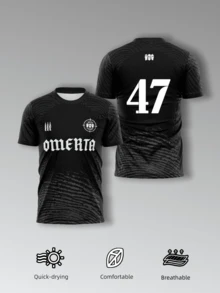 KOVSEE Maillot de boxe noir OMERTA pour hommes - Tissu respirant et séchage rapide, taille 47. Édition fan, Top d'entraînement convenant pour le football, le fitness et le port casual. - Noir - Voir 1