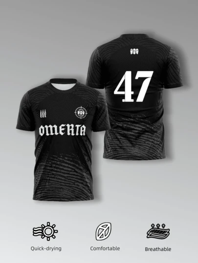 KOVSEE Maillot de boxe noir OMERTA pour hommes - Tissu respirant et séchage rapide, taille 47. Édition fan, Top d'entraînement convenant pour le football, le fitness et le port casual.