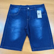 KIT 2 Men's Bermuda Jeans In Worn Blue And Mustache Blue With Elasticity - Màu xanh lam - Xem 2