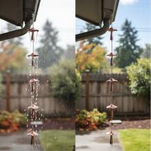Metal Rain Chain For Outside Adjustable Rain Catcher Chain With Bell For Gutters Outside Eaves Drainage Downspout, For Divert Water And Home Display - 蘑菇雨鏈 - 查看 7