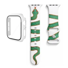 1Set White Green Silicone Watch Strap & Watch Case Compatible With IWatch 38mm 40mm 41mm 42mm 44mm 45mm , Wild Luxury Style Fashion Smart Watchband & Watch Protective Cover Compatible With Apple Watch Series 8 7 SE 6 5 4 3 2 1, Unisex White Watch Band & Watch Accessories Compatible With IWatch - Green - View 13