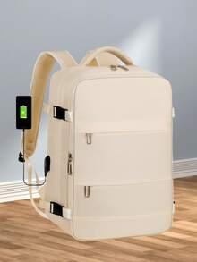 Expandable Backpack, Men's Large Capacity School Bag, Business Trip Luggage, Backpack, Travel Bag, Women's Computer Bag Back-To-School Season - Beige - View 10